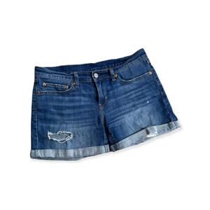 Levi’s Distressed Mid Length Cuffed Denim Shorts